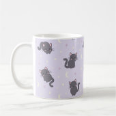 Schattige Grijze Kat Paarse Mok | Kawaii Katten (Links)