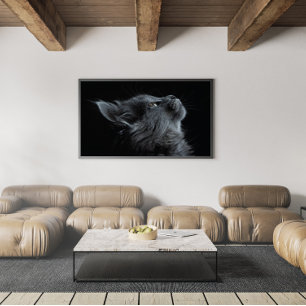 Schattige grijze keuken met groene ogen poster