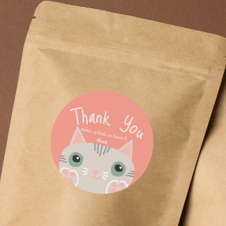 Schattige Grijze Kitten Kleine Zakelijke Dank Je Ronde Sticker