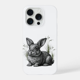 Schattige grijze konijn tussen het gras iPhone 15 pro hoesje
