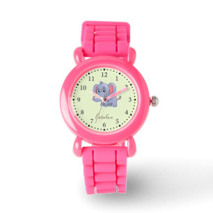 Schattige grijze olifant groen horloge