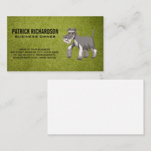 Schattige grijze ruige hond | Gras Visitekaartje (Voorkant / Achterkant)
