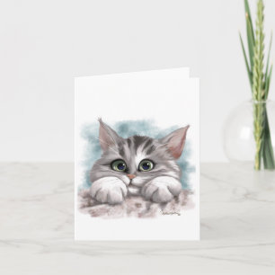 Schattige Grijze Tabby Poes Cartoon Kaart