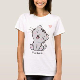 Schattige Grijze Tabby Poes & Hart T-shirt