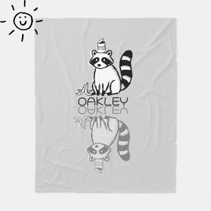 Schattige Grijze Wasbeer Reflectie Doodle Aangepas Fleece Deken