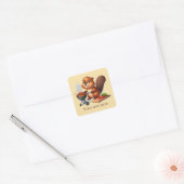 Schattige grillen bever tekst toevoegen vierkante sticker (Envelop)