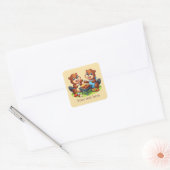 Schattige grillen bever tekst toevoegen vierkante sticker (Envelop)