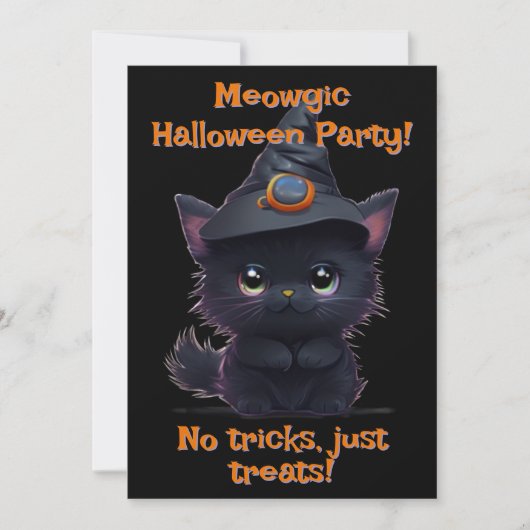 Schattige grillig Halloween magisch zwart kattenfe Kaart (Voorkant)