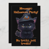 Schattige grillig Halloween magisch zwart kattenfe Kaart (Voorkant / Achterkant)
