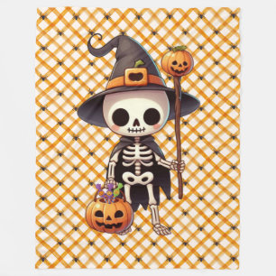 Schattige, grillig Halloweenskelet Fleece Deken