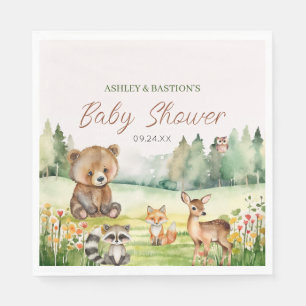 Schattige grillig neutraal bos Dier Baby shower Servet
