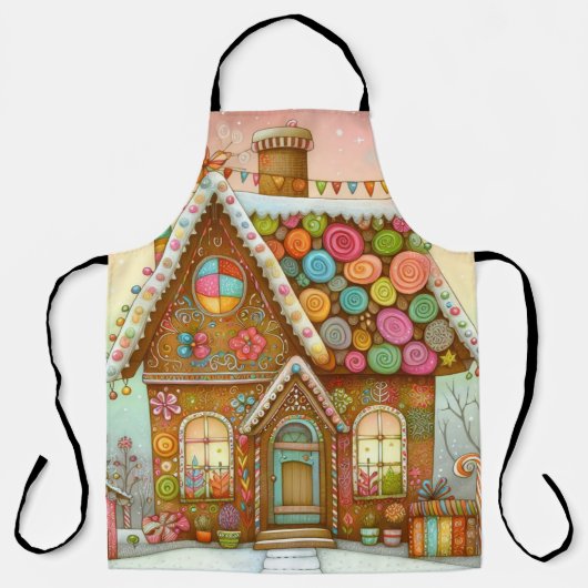 Schattige, grillig peperkoekhuis schort (Voorkant)