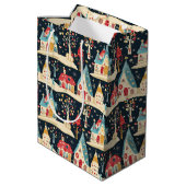 Schattige grillig plezier & feestelijk kerstdorp medium cadeauzakje (Achterkant Gekanteld)