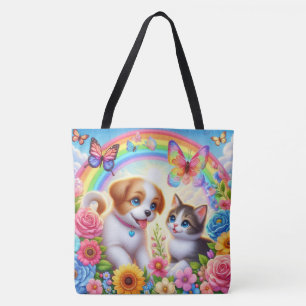 Schattige/grillig puppy/kitten regenboog draagtas