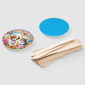 Schattige/grillig puppy/kitten regenboog handwaaier (Niet-gemonteerd)