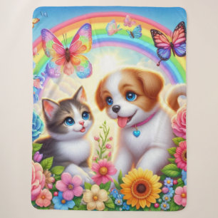 Schattige/grillig puppy/kitten regenboog sherpa deken