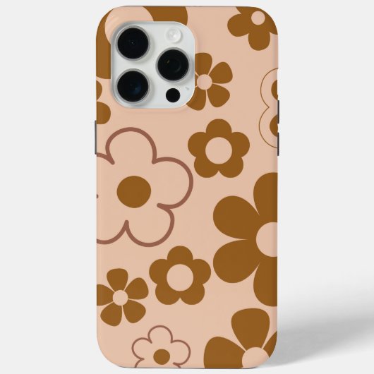 Schattige grillig retro bruin bloemenpatroon Case-Mate iPhone case (Achterkant)