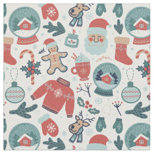 Schattige grillig winterkerstvakantiepatroon stof