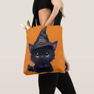 Schattige grillige Halloween zwarte kat Draagtas