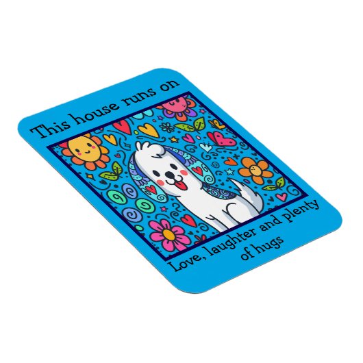 Schattige grillige hond met boodschap magneet (Rechterzijde)