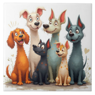 Schattige grillige honden tegeltje
