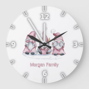 Schattige grillige roze kabouters kerst grote klok