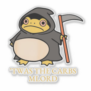 Schattige Grim Reaper Kikker – ’Twas de Koolhydrat Sticker