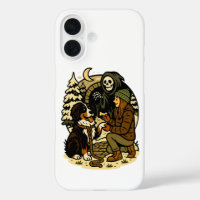 Schattige Grim Reaper Meisje en Hond Griezelig Bos