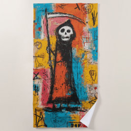 Schattige Grim Reaper Pop Art Straatillustratie Strandlaken