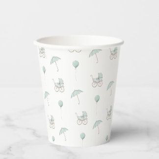 Schattige Groen Baby Buggy Baby shower Papieren Bekers