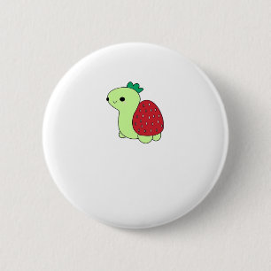 Schattige groen blozen aardbeienschildpad Classic Ronde Button 5,7 Cm