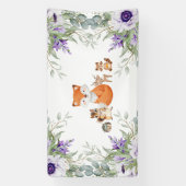 Schattige groen bosdieren bosgrond brengen spandoek (Verticaal)