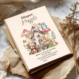 Schattige groen bosdieren Diapper Raffle Informatiekaartje