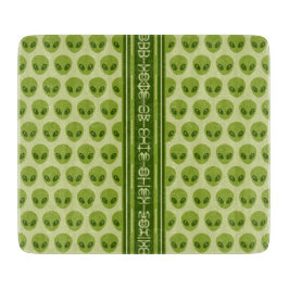 Schattige groen buitenaards patroon met Jouw naam  Snijplank