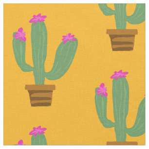 Schattige groen cactus plant met bloemmotief in po stof