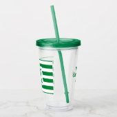 Schattige Groen en Wit Gestreept Ontwerp Enig Init Acryl Drinkbeker (Links)