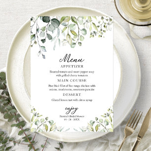 Schattige groen Eucalyptus Vrijgezellenfeest Menu Kaart