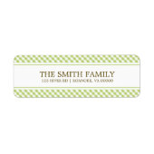 Schattige groen gingham patroon etiket (Voorkant)