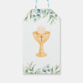 Schattige groen verlaat Spaans Eerste Communie Cadeaulabel (Achterkant)