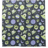 Schattige groene Aliens Space verzendt UFO-Kindere Douchegordijn (Voorkant)