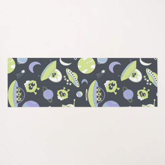 Schattige groene Aliens Space verzendt UFO-Kindere Yogamat (Achterkant (horizontaal))
