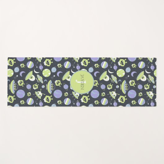 Schattige groene Aliens Space verzendt UFO-Kindere Yogamat (Voorkant (horizontaal))