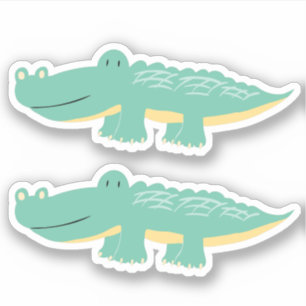 Schattige Groene Alligator Jongens Pret Dier Sticker