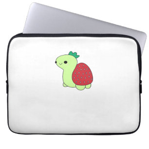Schattige groene blozende aardbei schildpad Klassi Laptop Sleeve