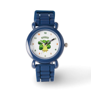 Schattige groene broccoli horloge