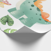 Schattige groene dinosaurus cadeaupapier (Hoek)