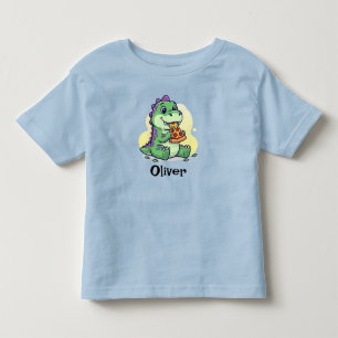 Schattige Groene Dinosaurus Eet Pizza Pizzasaurus Kinder Shirts