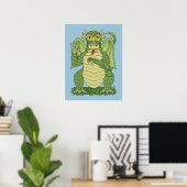 Schattige Groene Draak Poster (Thuiskantoor)