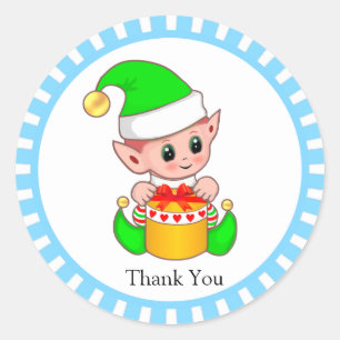 Schattige groene elf bedankt ronde sticker
