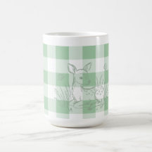 Schattige groene geruite koffiemok